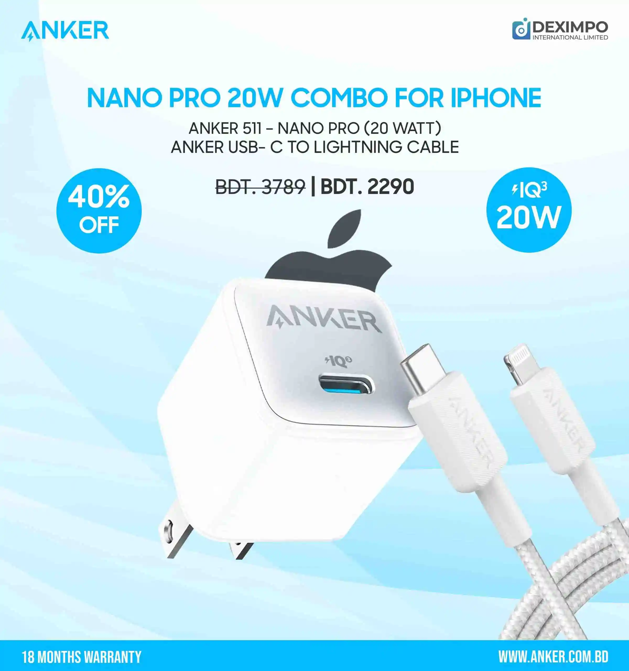 Anker Nano Pro 20w For iPhone Braided